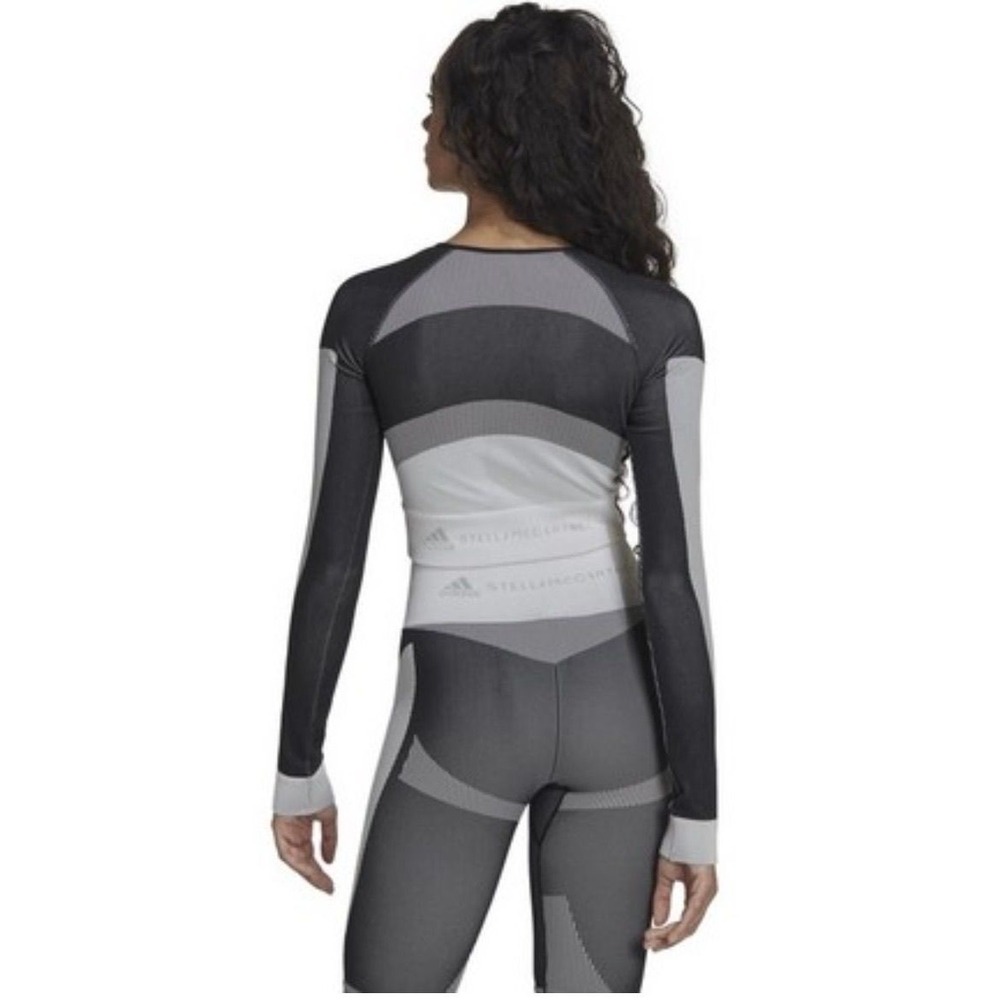 Adidas by Stella McCartney TruePurpose Seamless Long Sleeve Crop Top, Grey/Black